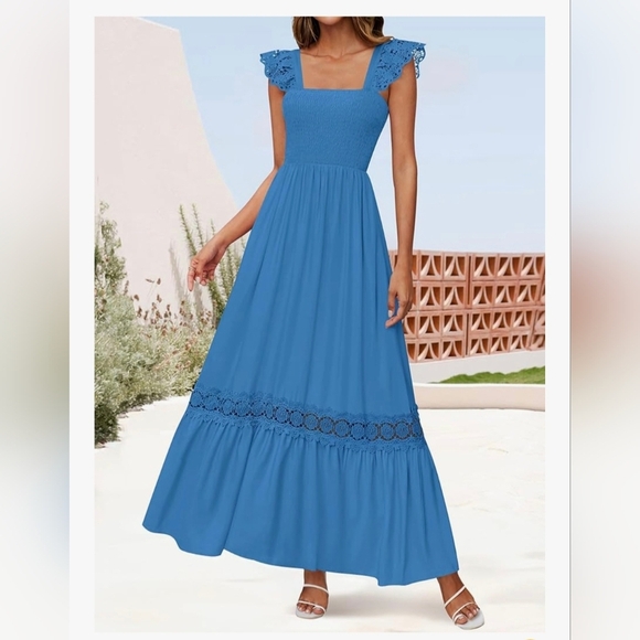 Square Neck Smocked High Waist Maxi Dress #1003 NWOT - Picture 6 of 9